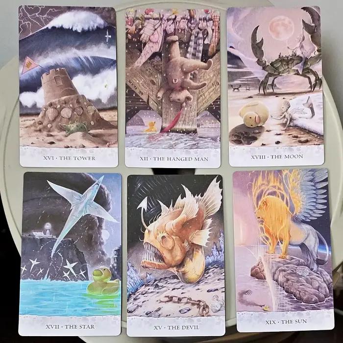 Cartes en carton doublement gaufrées 12*7cm Tarot des Mers : Les Aventures d'un canard nommé Bob ― Jeu