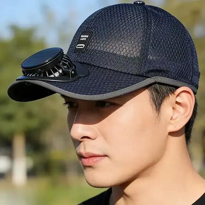 Casquette solaire ventilée en maille polyester protection UV rechargeable USB mode double alimentation pour hommes femmes occasions extérieures de plein air voyage printemps été