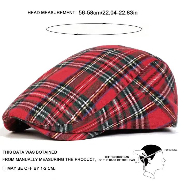Casquettes rétro unisexes à carreaux