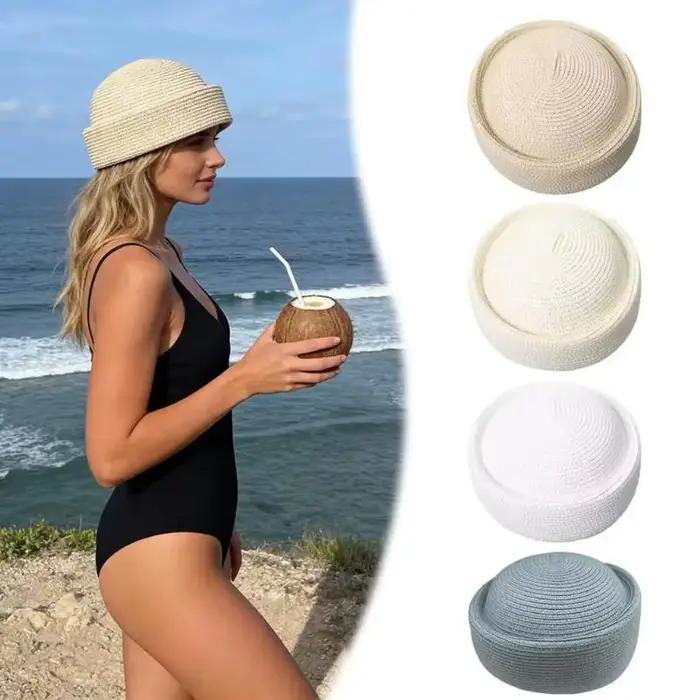 Béret Rétro en Paille pour Femme
