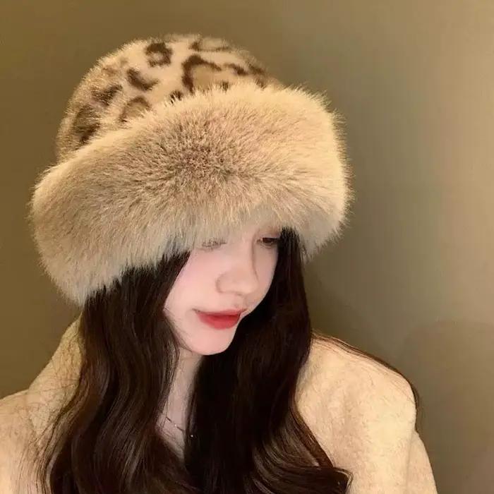 Chapeau de pêcheur en fourrure moelleuse pour femmes