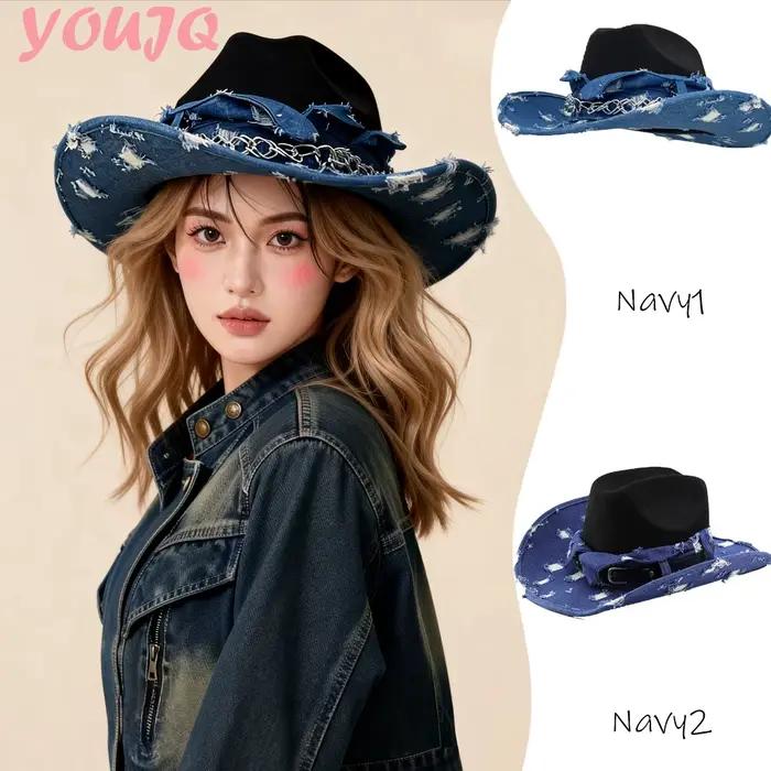 Chapeau de cowboy western vintage pour femmes et hommes