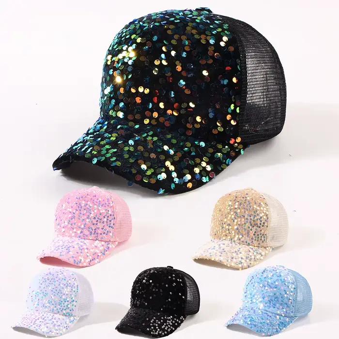 Casquette de baseball à paillettes pour femme