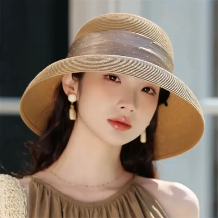 Chapeau de paille élégant style bohème en raphia