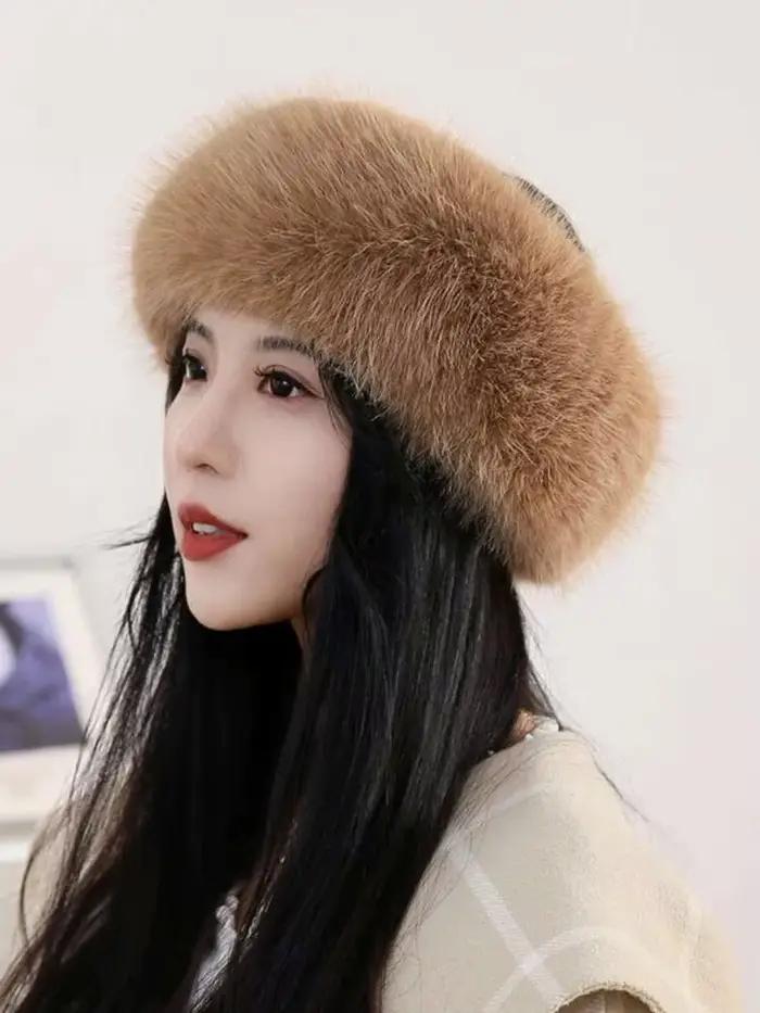 Chapeau en fourrure de renard pour femme