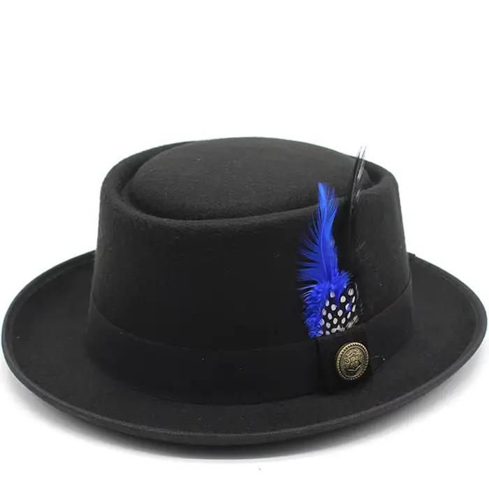 Chapeau Vintage à Large Bord en Feutre de Laine pour Homme