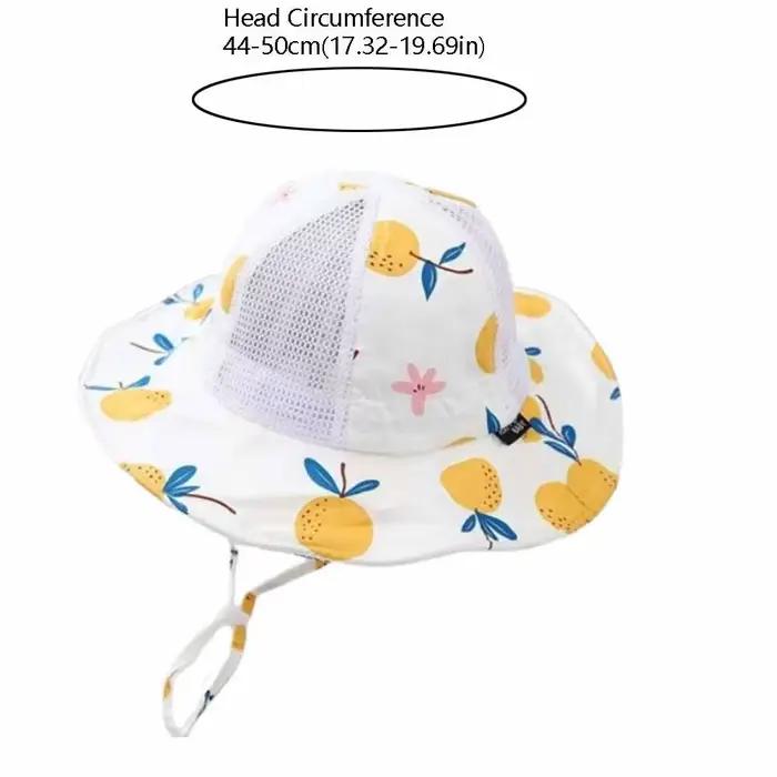 Chapeau de soleil pour enfants à motif de dessin animé, fin, à large bord, casquette de pêcheur pour bébé, imprimé fruits, réglable, pour les voyages en plein air
