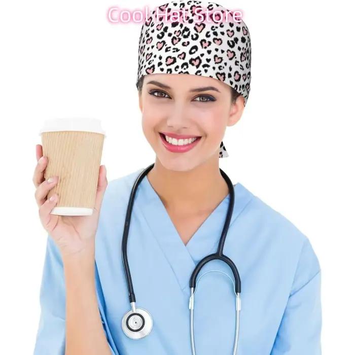 Casquette de travail léopard coeur rose pour femme