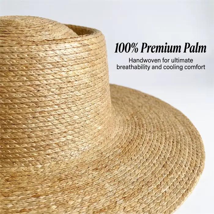 Chapeau Pork Pie d'été 100% feuille de palmier pour femme