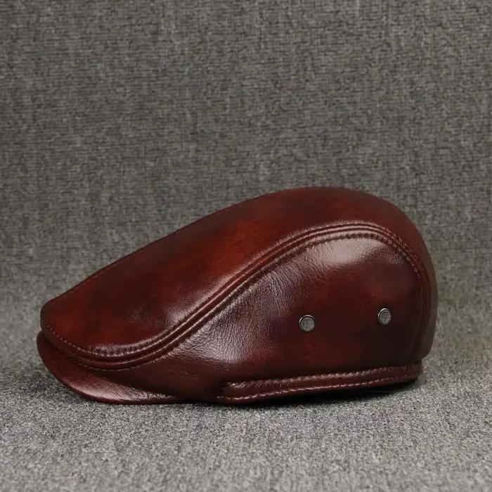 Chapeau en cuir véritable pour hommes