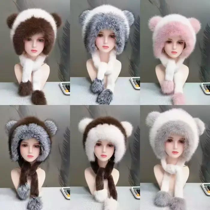 Chapeau à oreillettes en fausse fourrure pour femmes hiver chapeau russe Ushanka chapeau chaud et fourré avec cache-oreilles polyvalent pour activités hivernales