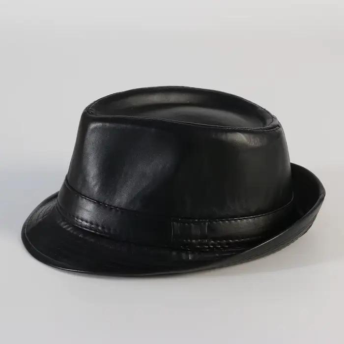 Fedoras cadeaux en cuir PU pour personnes d'âge moyen et âgées automne et hiver loisirs de plein air messieurs chapeau