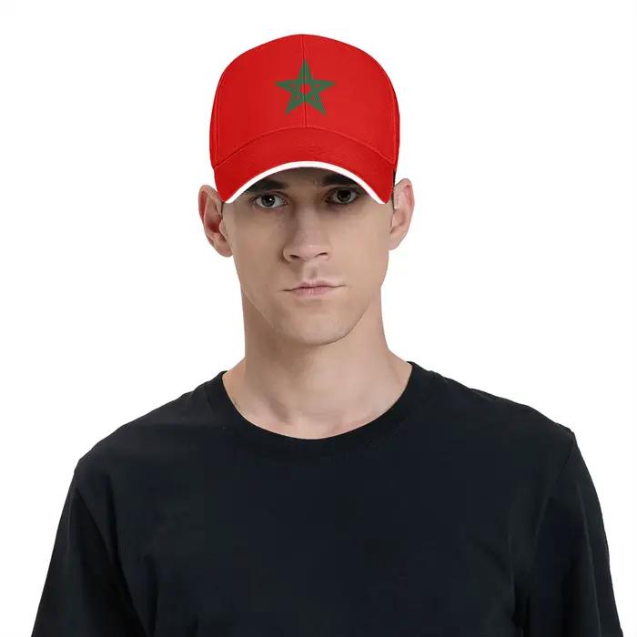 Casquette Syntecso en polyester pour hommes et femmes, style camionneur, protection solaire, motif drapeau du Maroc pour tennis skate et hip-hop