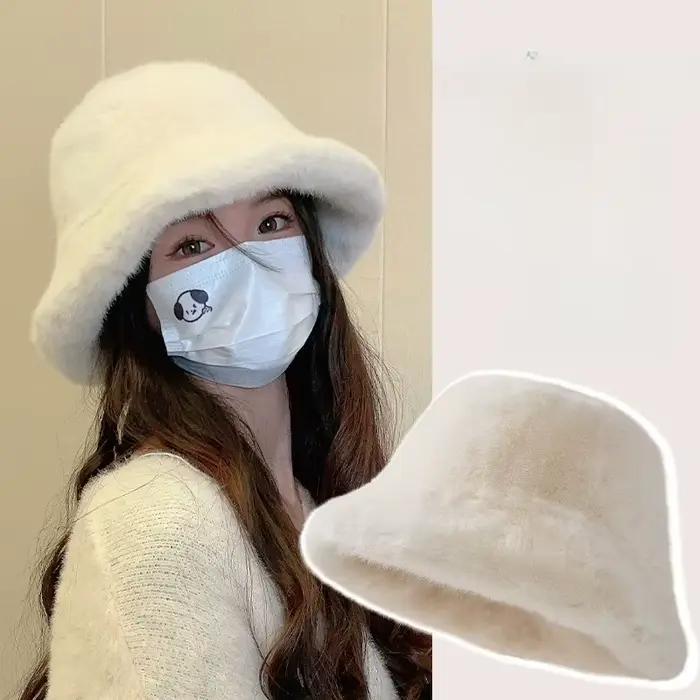 Chapeau de pêcheur en plume de vison pour femme élégant accessoire mode hiver faire du shopping tricoté unique subtilité sophistication douceur