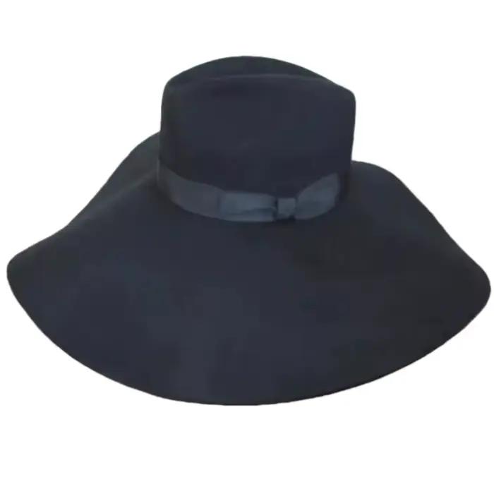 Chapeau haut de gamme noir style français en laine