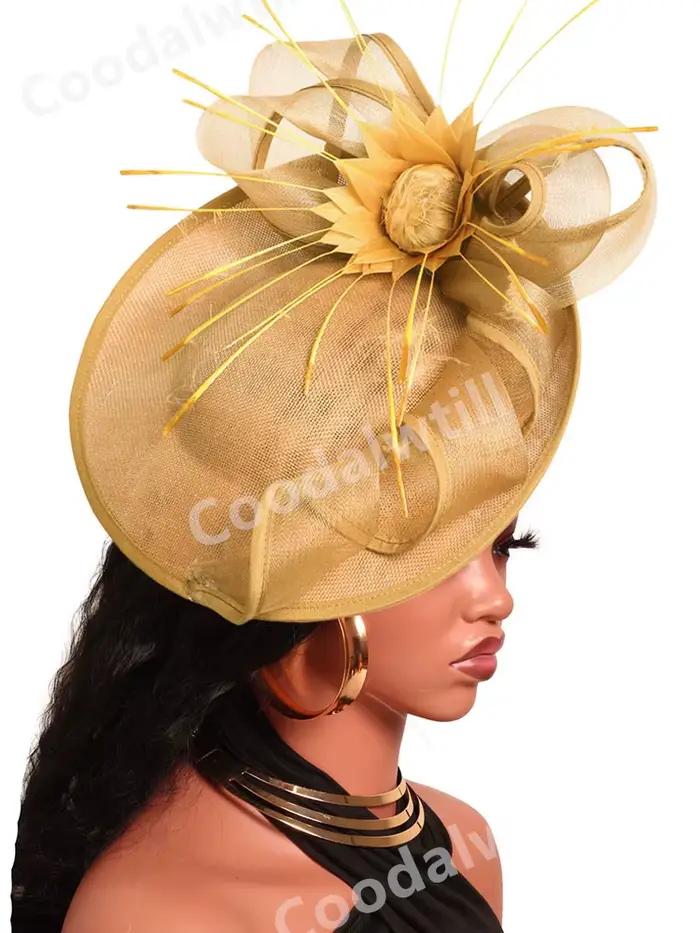Mode nouvelle plume fleur Fascinator chapeau élégant femmes fête thé casque Femme course charmant pilulier