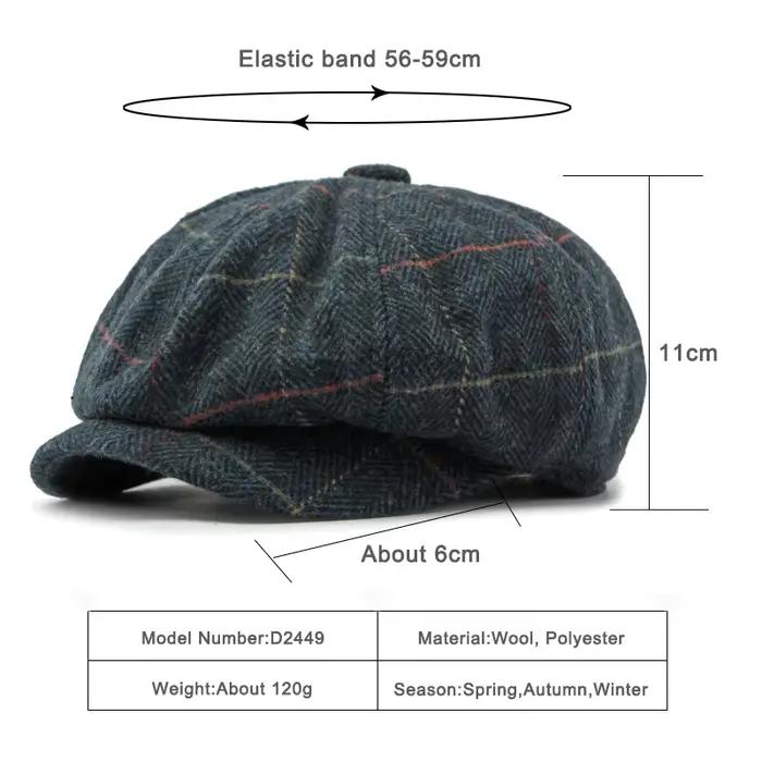 Chapeau octogonal rétro pour hommes et femmes