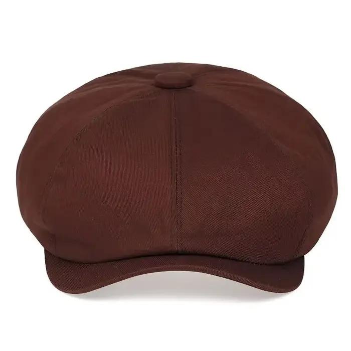 Casquette Gavroche Sergée Coton 8 Panneaux Béret Unisexe Style Sport Décontracté Polyvalent Occasions Spéciales