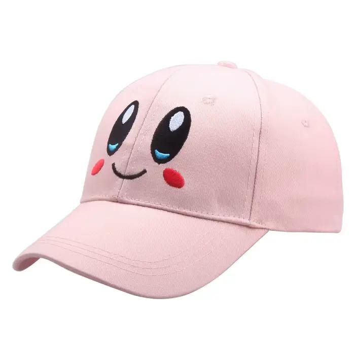 Anime Kirby chapeau fille Kawaii rose visage souriant brodé