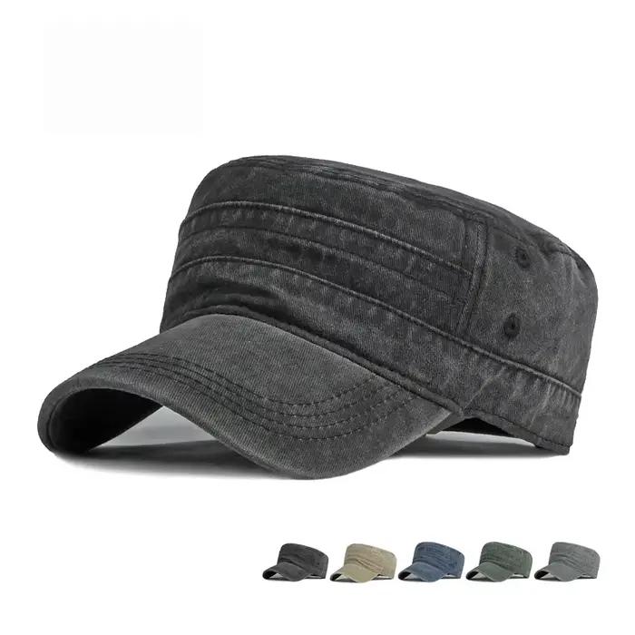 Printemps été à bord court armée chapeau hommes femmes en plein air rétro lavé coton grande tête parasol casquettes plates casquette militaire chapeaux de pêche