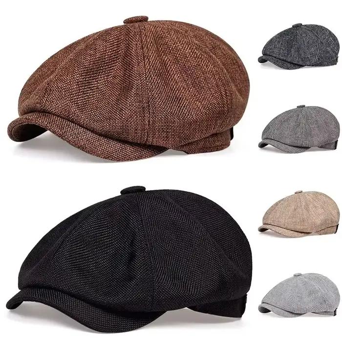 Casquette de Gavroche en lin rayé béret multifonction pour hommes style rétro occasionnels usage quotidien