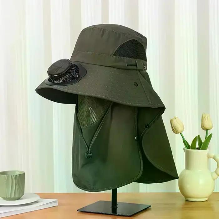 [Été] Chapeau de pêcheur pour homme avec panneau solaire