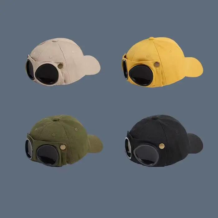 Nouvelle Casquette de Baseball Aviateur Tendance avec Lunettes Intégrées – Unisexe pour Homme et Femme