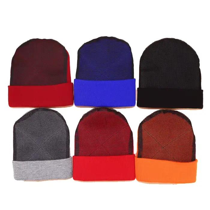 Nouveau hiver Logo personnalisé maille tricot chapeau unisexe Hip Hop élastique Skullies bonnets casquettes pour hommes femmes couleur unie chaud bonnet tricoté
