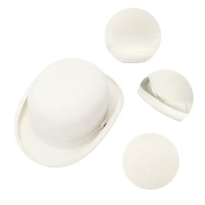 Chapeau melon Derby noir en feutre de laine 100% pour hommes et femmes