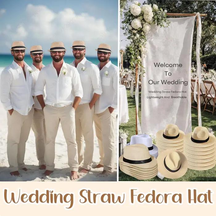 Chapeaux Fedora en paille pour hommes et femmes