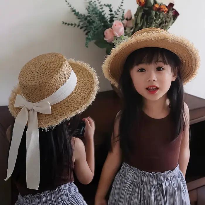Chapeau de paille d'été pour bébés filles