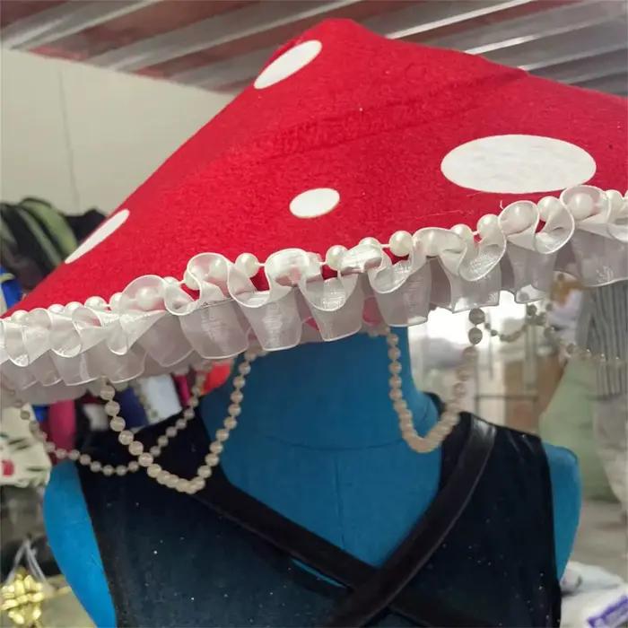 Béret en feutre de laine rouge pour enfants et adultes