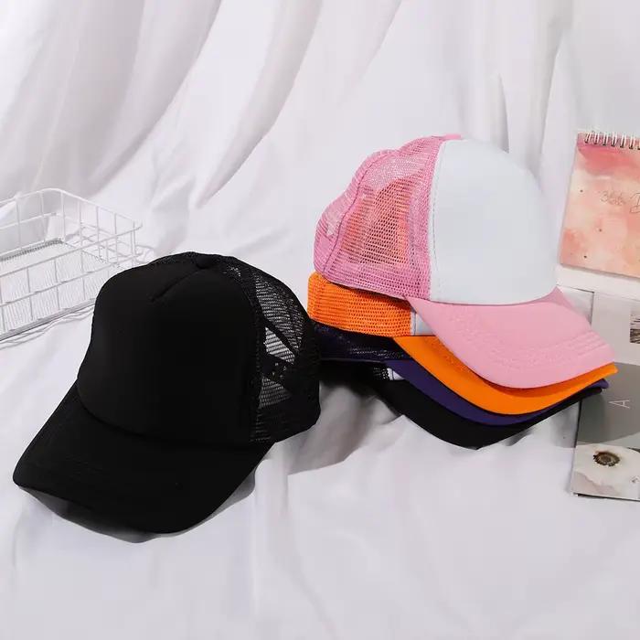 Casquette de baseball unisexe à visière plate réglable pour hommes et femmes, chapeau de soleil d'été, camionneur, snapback, maille incurvée, mode décontractée, uni, polyestère, ajustement facile, protection solaire, pour occasions décontractées