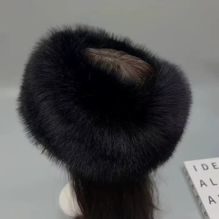 Chapeau en fourrure moelleuse chapeau d'hiver chapeau de ski protège oreilles bandeau fausse fourrure renard chapeau russe coupe vent femme occassions hiver style sport多种语言助手，请用中文回复。