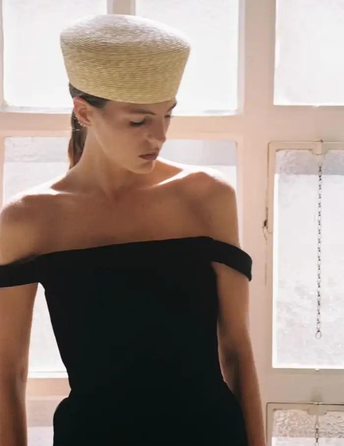 Béret en paille naturelle pour femmes