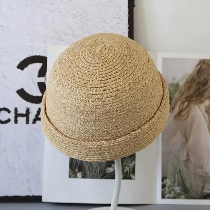 Chapeau Fedora d'été 100% Raphia à bord bouclé pour femme