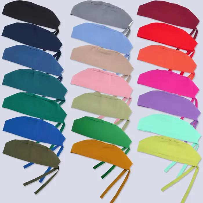24 couleurs unies femmes chapeaux infirmières chapeau de travail 4 voies extensible cheveux courts gommages Skullcap pour hommes F-SG-02