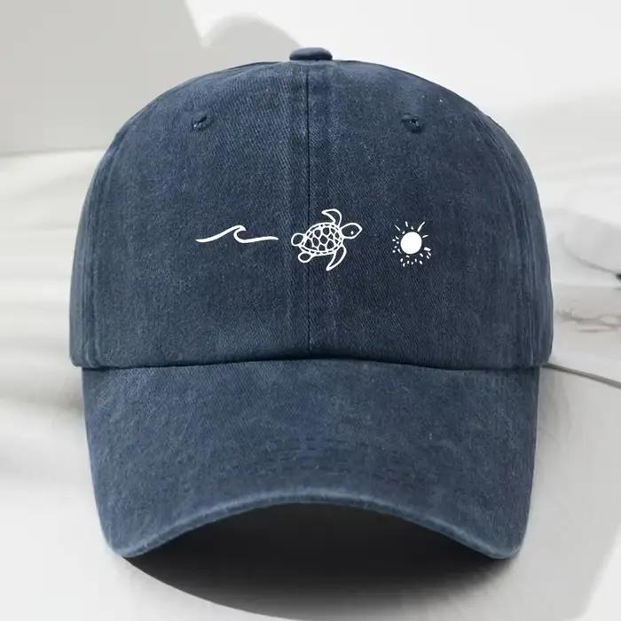 Casquette de baseball imprimée à motif de tortue pour le style décontracté quotidien