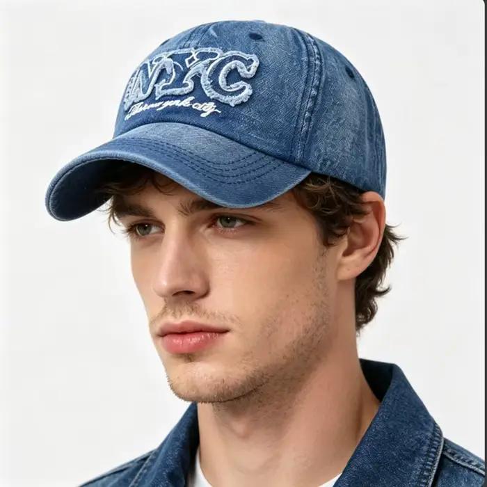 Casquette de Baseball en Denim avec Lettres Brodées pour Homme et Femme