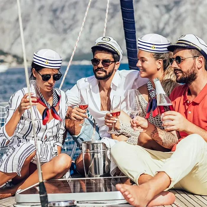 Ensemble chapeau et écharpe de marin 2 pièces pour femmes et hommes