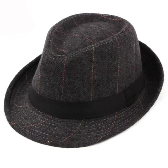 Chapeau bol pour hommes Style occidental à carreaux fudoras