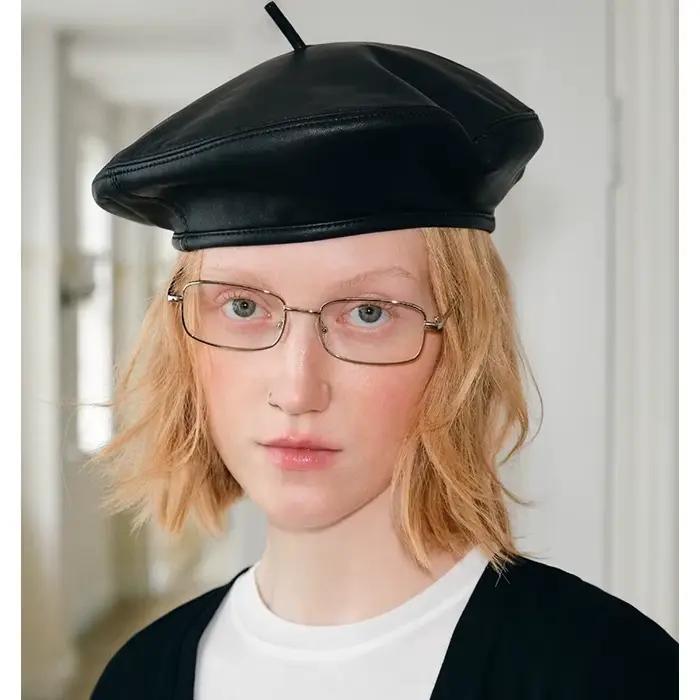 Béret rétro français en cuir véritable pour femmes, chapeau chic, casquette citrouille, accessoire élégant pour les femmes, béret sport, béret pour les quatre saisons, béret pour femmes, béret unisexe, béret de haute qualité, béret en cuir, béret rétro, béret pour dames, béret pour femmes élégantes