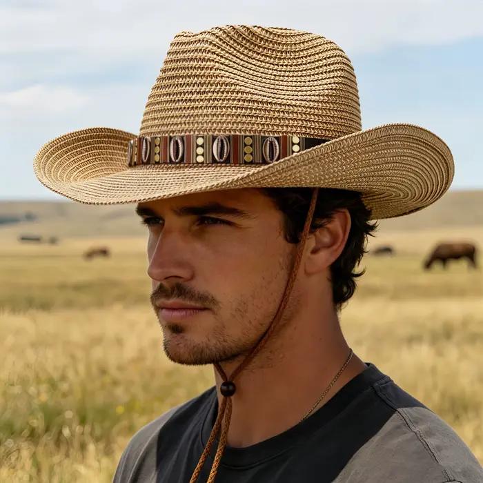 Chapeau de paille Panama rétro de style western