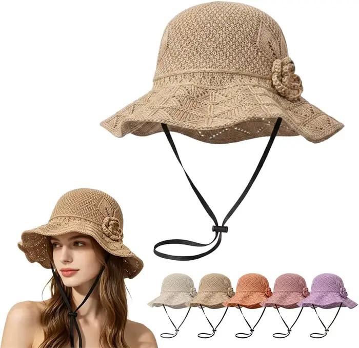 Chapeau de soleil élégant en paille tressée