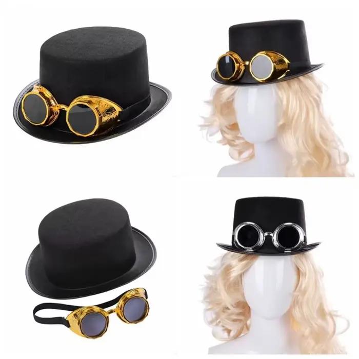 Chapeau de magicien vintage noir steampunk pour homme