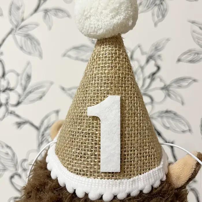 Chapeau en Toile de Jute pour Premier Anniversaire de Bébé Garçon et Fille