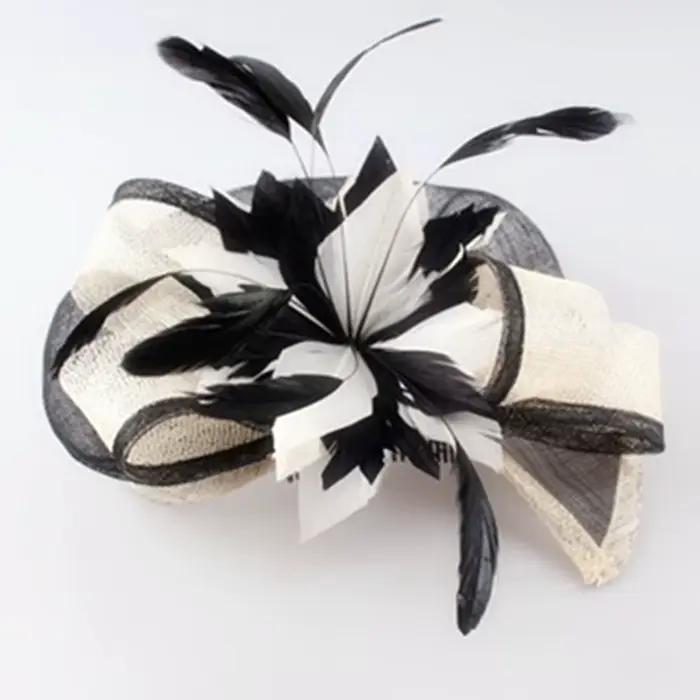 Sinamay-Chapeaux Fascinateur Élégants avec Plumes et Fleurs