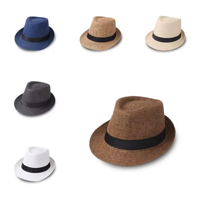 Cool Vintage hommes chapeau de paille à large bord Gentleman Cowboy Jazz casquette décontracté Protection solaire Panama
