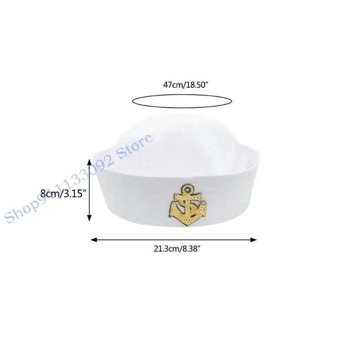 Chapeau de capitaine marin en polyester orné de badge brodé pour hommes quatre saisons cosplay fêtes costumées occasions spéciales