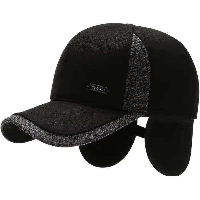 Casquette de baseball d'hiver épaisse et chaude pour hommes avec oreillettes